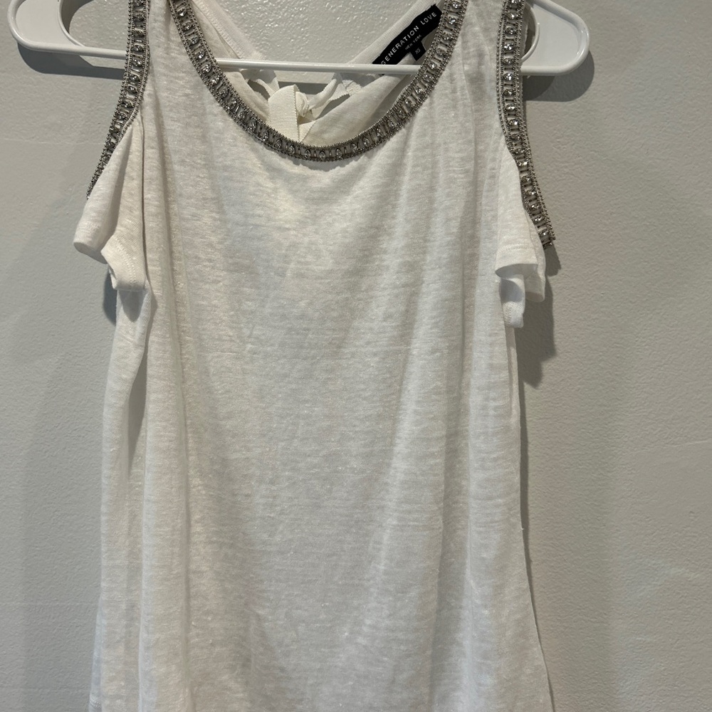 Generation Love Ivory Beaded Tee XS